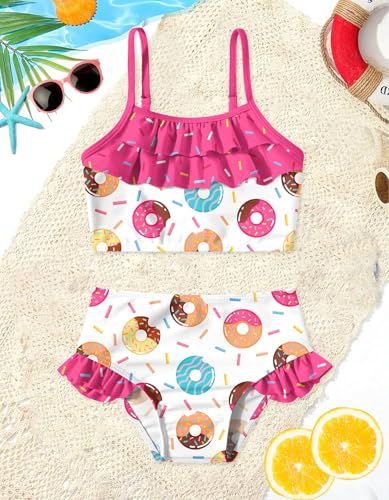 Image of Little Girls Two Piece Mermaid Bikini Set Ruffle Adjustable Summer Beach Bathing Swimsuit 3-7 Years for Kids