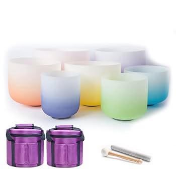 Amazon | クリスタル シンギング ボウル セット、7 個 6-12