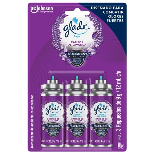 Aromatizantes De Ambiente, Beauty Glade Repuestos para Toque Atomizador, Aromatizante para Hogar, Aroma Campos de Lavanda, 3 Repuestos de 9g c/u