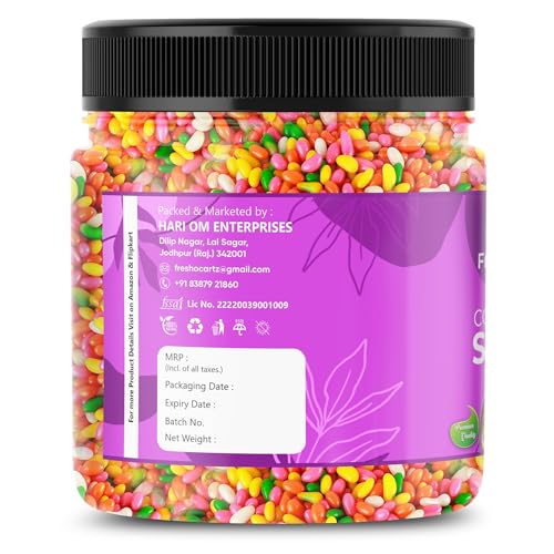 Image of FreshoCartz Sugar Coated Colourful Saunf | Sweet Colour Fennel Seeds For Cake Decoration | Mouthfreshner Fennel Saunf | Multicolour Saunf - Jar Pack (Sweet Fennel, 400g (Pack of 4))