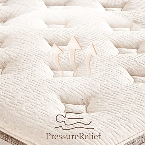 Kescas 12 Inch Memory Foam Hybrid Full Mattress - Knitted Fabric Cover With Linen - Heavier Coils For Durable Support - Pocket Innersprings For Motion Isolation - Pressure Relieving - Medium Firm #TOP1