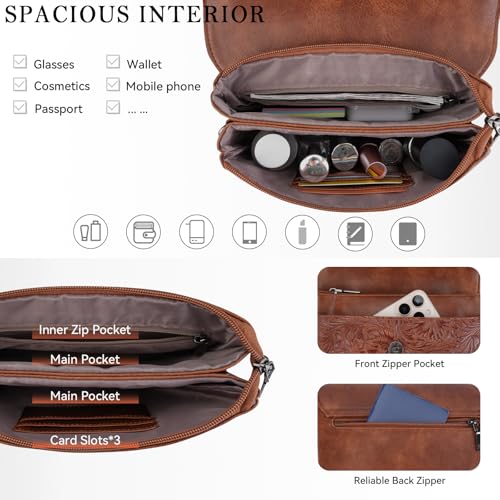 MEITRUE Small Crossbody Bags for Women, Vegan Leather Cell Phone Purse with Adjustable Strap3