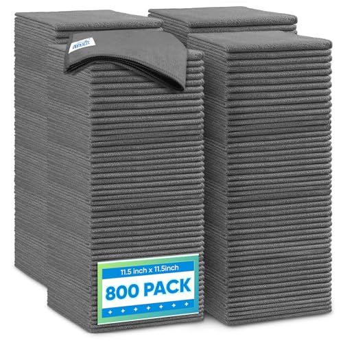 Image of HOMEXCEL 800 Packs Microfiber Cleaning Cloth, 11.5 x 11.5 inch Microfiber Towels for Cars, Ultra Absorbent Washing Cloth, Lint Free Streak Free Cleaning Rags for Car, Kitchen, and Window (Grey)