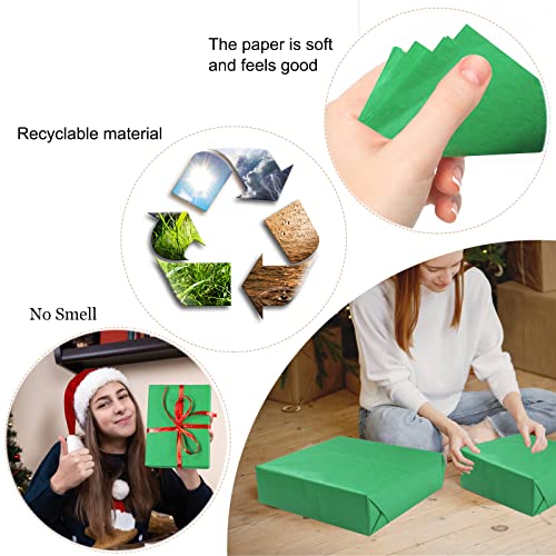Image of 100 Sheets Green Tissue Paper Artdly 14 x 20 Inches Green Wrapping Paper Bulk for Weddings Birthday DIY Project Christmas (Pack of 3)