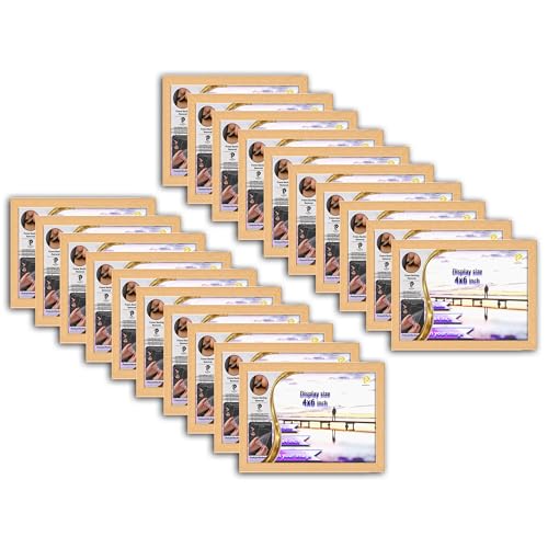 Image of PHOTON 4x6 Inch Natural Wooden Photo Frame Set of 20 | Premium Picture Frames for Family Photos, Certificates & Artwork | Wall Hanging & Table Display | Home, Office & Gallery Decor