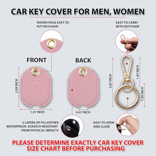 Image of Leather Keys Sleeve for Broken Car Key Loop Replacement - Cute Keychain Cover - Protector, Holder for Men & Women