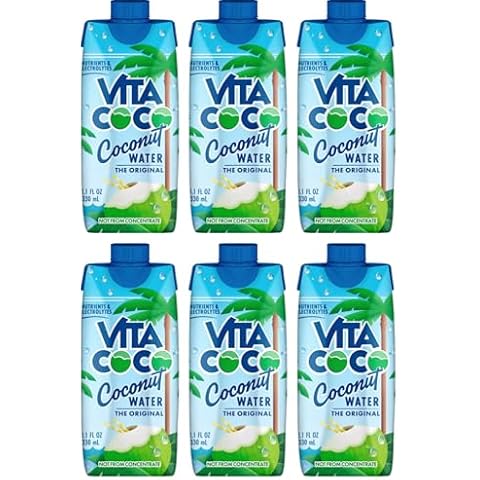 Coconut Water, Original Natural Hydrating Electrolyte Beverage, 11.1 fl oz, 6 Count - Ideal for Halloween Baskets, Healthy Drinks, Pantry Staples - Comes in ComboCreations Box Cover