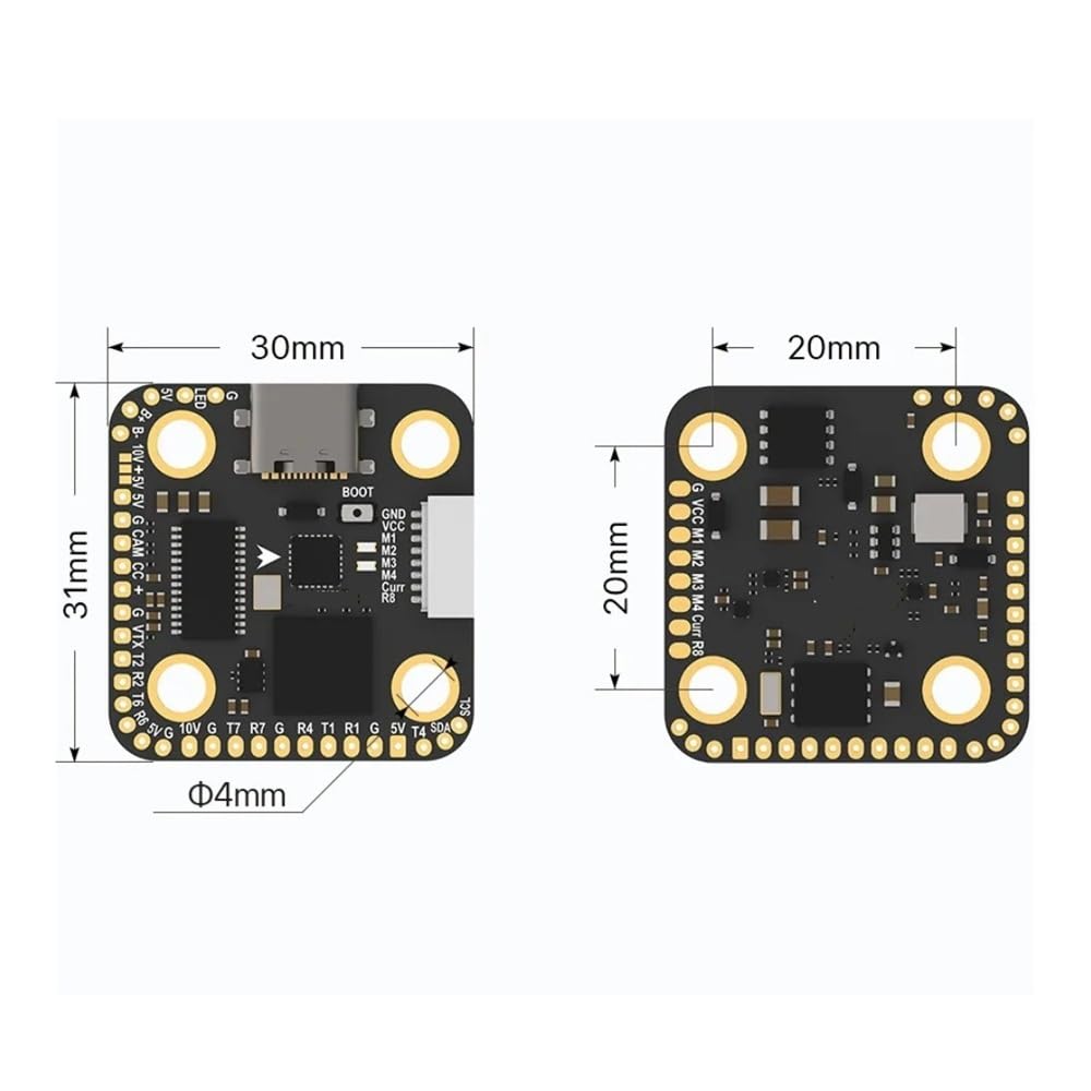 H7 H743 Flight Controller-MPU6000 Barómetro Dual BEC 4-8S Compatibilidad LiPo 20X20mm Apto for RC FPV Drone Freestyle