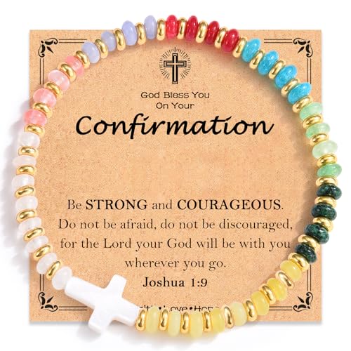 Image of Confirmation Gifts for Teenage Girls, Colorful Cross Bracelet Christian Catholic Religious Confirmation Decorations for Girls Daughter Granddaughter Niece Sister with Confirmation Card