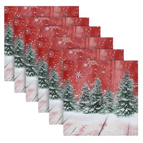 Servilletas de tela con copos y árboles de Navidad pack x6 miniatura 2