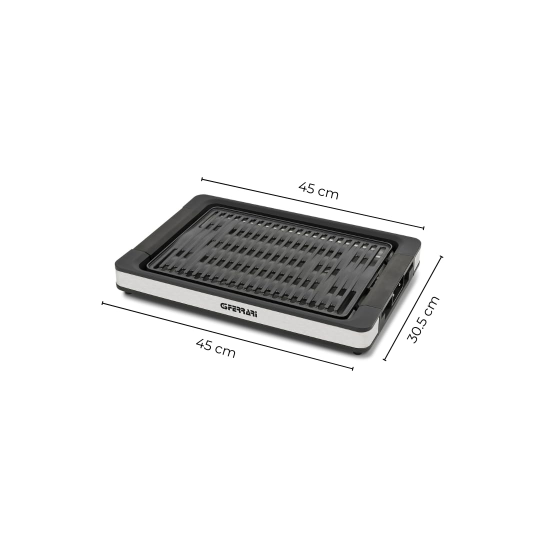 G3 Ferrari G10206 grill Tito, 1800 W, regulacja temperatury, płyta 36,5 x 25,5 cm, urządzenie zabezpieczające, tacka na tłuszcz, możliwość całkowitego demontażu dla łatwego czyszczenia