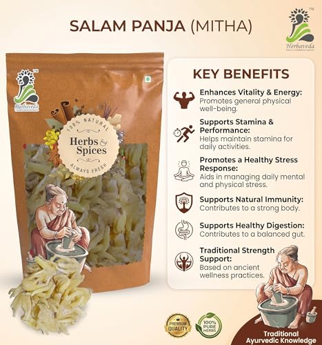 Image of Herbaveda- Salam panja Mitha powder 50g | Hatta haddit | Panchaule Dactylorhiza Hatagirea | Salab Panja | सालमपंजा | Panja Meetha | Lucky hand Root