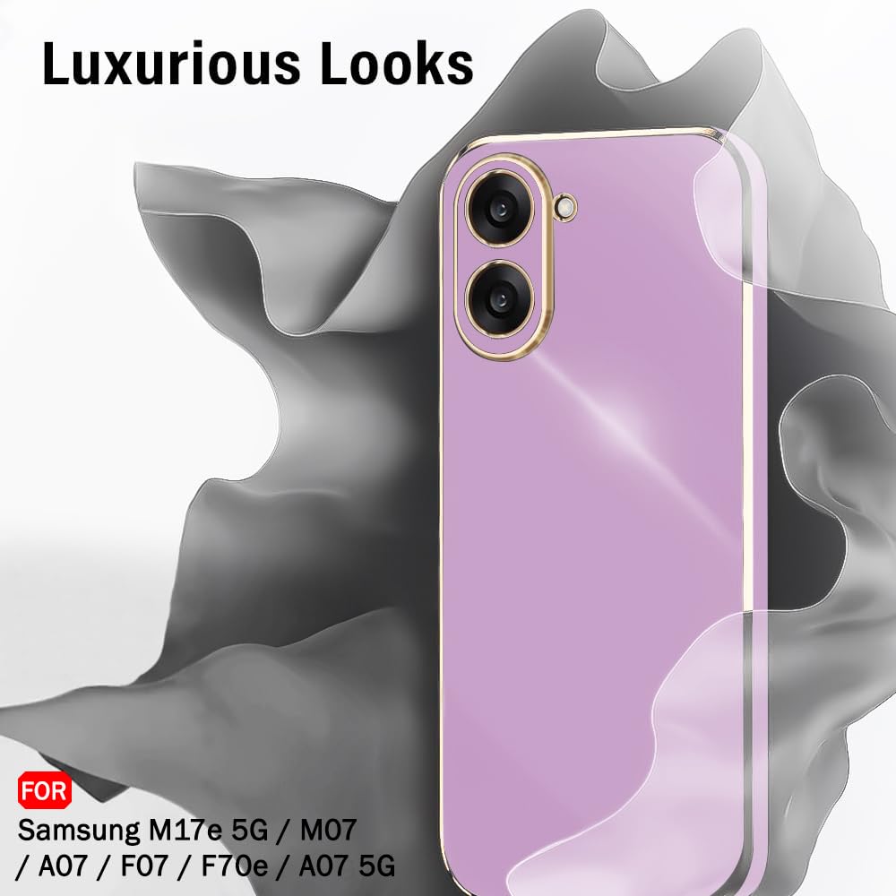 TheGiftKart Luxurious Golden-Plated Back Cover Case for Samsung Galaxy M17e 5G / M07 / A07 / F07 / F70e / A07 5G | Raised Lips for Camera & Screen Protection | Shockproof Design Stylish (TPU, Purple) — Amazon image 6