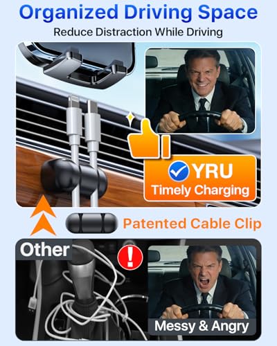 Image of YRU [True Upgrade for Safety] Car Phone Holder Mount [Patent & Military-Grade] Dashboard Cell Phone Holder for Car Vent Windshield Phone Stand for iPhone 17 16 15 14 13 Pro Max Truck Samsung (Grey)