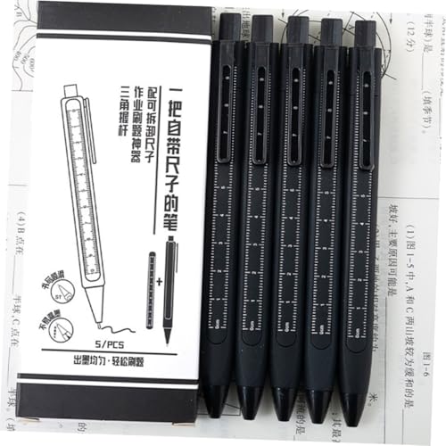 Bolígrafos de Gel Abaodam con regla 5 pcs tinta negra para estudiantes miniatura 6