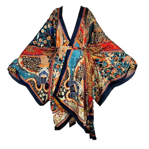 Plus Size Summer Cover up Cardigan Fashion Sexy African Holiday Party Long Sleeve Silk Feeling Robe Kimono Kaftan