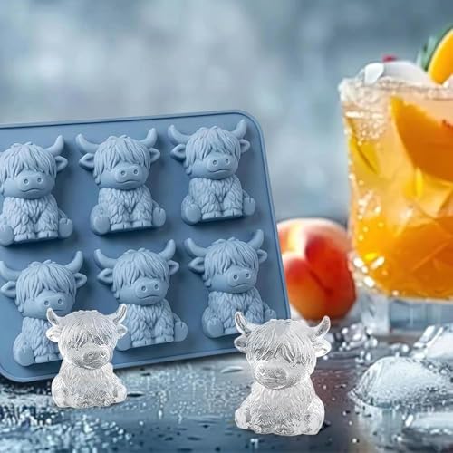Molde para cubitos de hielo 3D vaca Highland miniatura 3