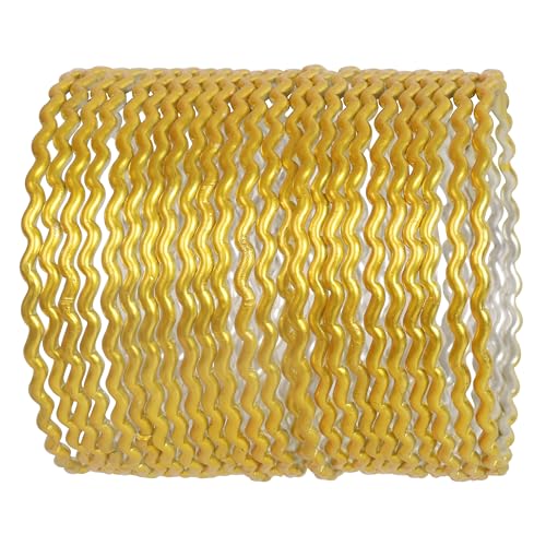 Touchstone Indian Bollywood Handcrafted Attractive Zigzag Pattern Wrist Enhancer Elegant Designer Jewelry Bracelets Bangle. Set of 24 for Women.