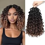 Pre looped Gogo Curl Crochet Hair 12 Inch 8 Packs Pre twisted Short Curly Crochet Hair for Black Women Ocean Wave Braiding Hair Water Wave Deep Braiding Hair(12 inch,1B/33/30）