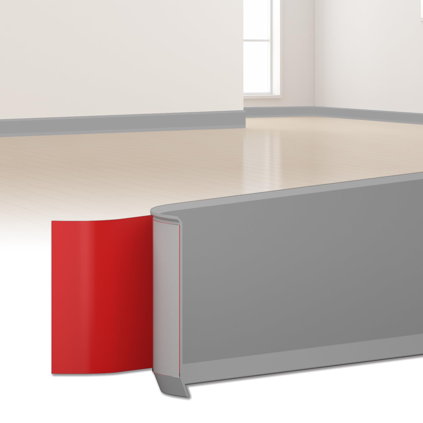 Battiscopa Morbido, Autoadesivo, Largo, 100mmx6M Grigio Autoadesivo in PVC, Flessibile, per Cucina, Bagno
