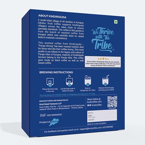 Kruti Coffee - Medium Dark Roast Speciality Ground Coffee 250 Gram - Pour Over Coffee | Single Origin Premium Arabica Coffee Beans | Paraja Strong - Koraput Coffee - Image 3