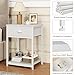Furologee White Nightstands Set of 2, End Table with Fabric Drawer, Small Side Table for Small Spaces, 2 Tiers Storage Shelves End Table, Bedside Table for Living Room, Bedroom, Dorm