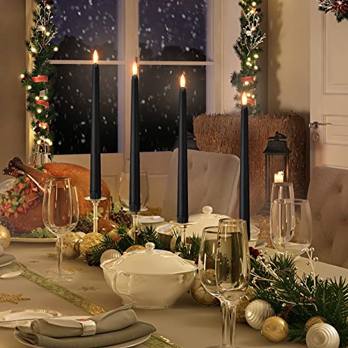 Handepo 48 Pack Flameless Taper Candles Realistic With Yellow Flickering Candlelights Plastic 11 Inch Last Long Battery Operated Window Candlestick For Halloween Christmas (Black) #TOP5