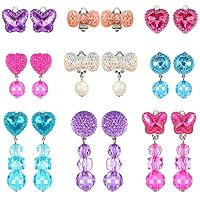 Algopix Similar Product 9 - Hicarer 9 Pairs Girls Clipon Earrings