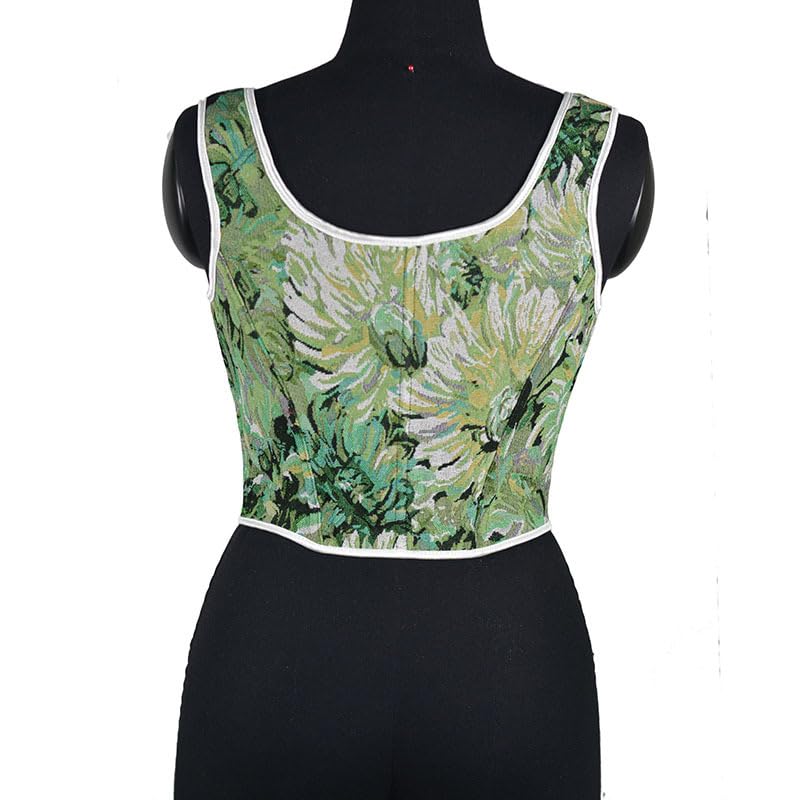 Image of CONCINEROS Women's Summer Vintage Floral Renaissance Corset Top for Women Y2k Tops Sleeveless Drawstring Crop Top