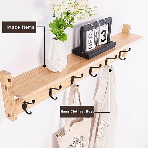LYGXWJFC Perchero de Pared con Estante y Soporte para Llaves, Organizador de Entrada para Correo y artículos Esenciales, 6 Ganchos incluidos