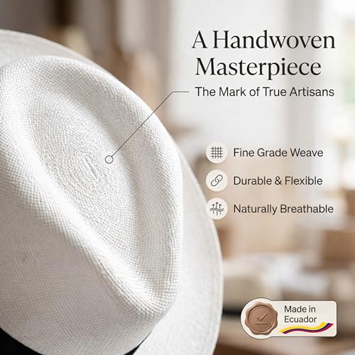 Image of Gamboa Original Panama Hat for Men and Women Fedora Straw Summer Beach Sun Hat Protection UV UPF50+