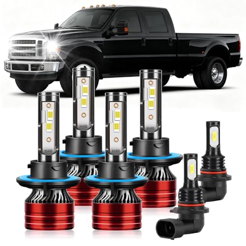 CHUANGYOU Light Bulbs Compatible for 2005-2022 Ford F250/F350/F450/F550 Super Duty 9008 H13 High Beam 9008 H13 Low Beam 9140 Fog Light Combo Pack 800% Brightness with Cooling Fan Plug N Play Pack of 6