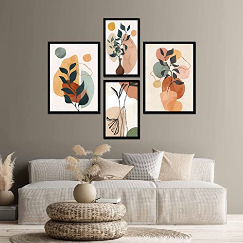 Kit 4 Quadros Decorativos Tropical Botanico para Cozinha Corredor e Sala