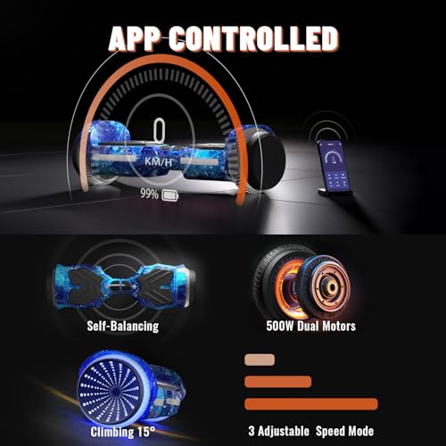 Image of SIMATE Scooter, Colorful LED Light-Up Wheels, Bluetooth Speakers and APP, Dual 250W Motors, 8.5 mph Max Speed & 8.5 Miles Max Range, Gifts for Kids Adults Girls Boys