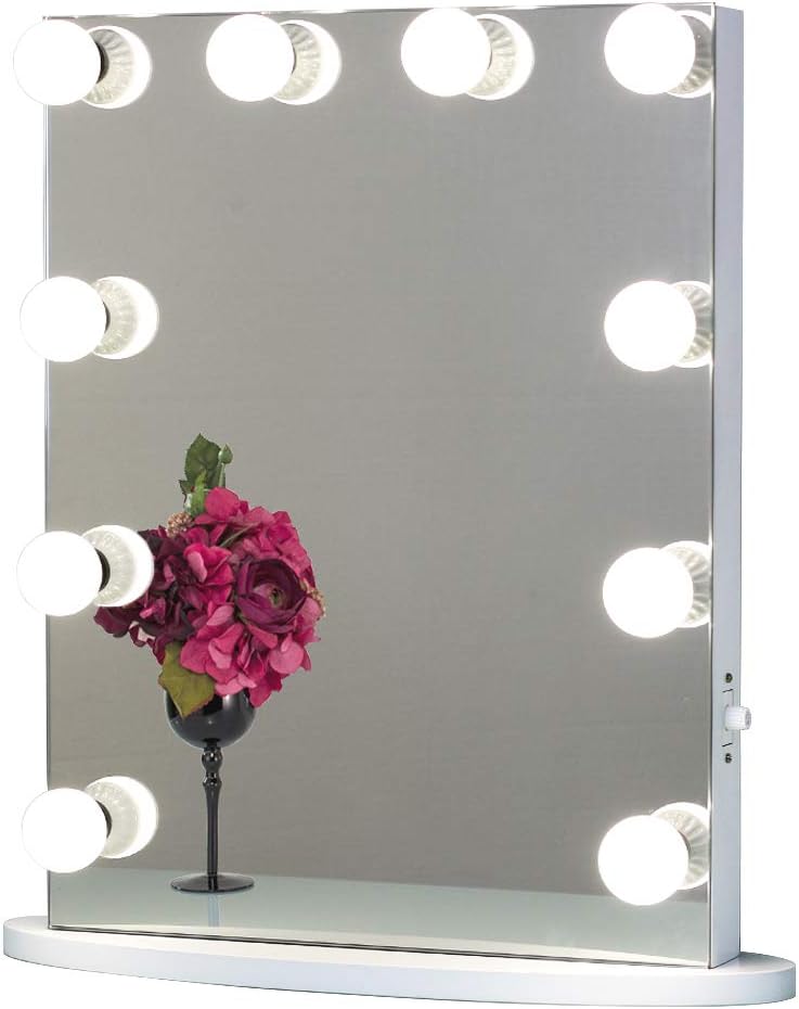 Toyswill Frameless Hollywood Vanity Mirror, LED Illuminated Makeup Mirror with Dimmable Bulbs,Tabletop and Wall Mouted Lighted Cosmetic Mirror, (6550)