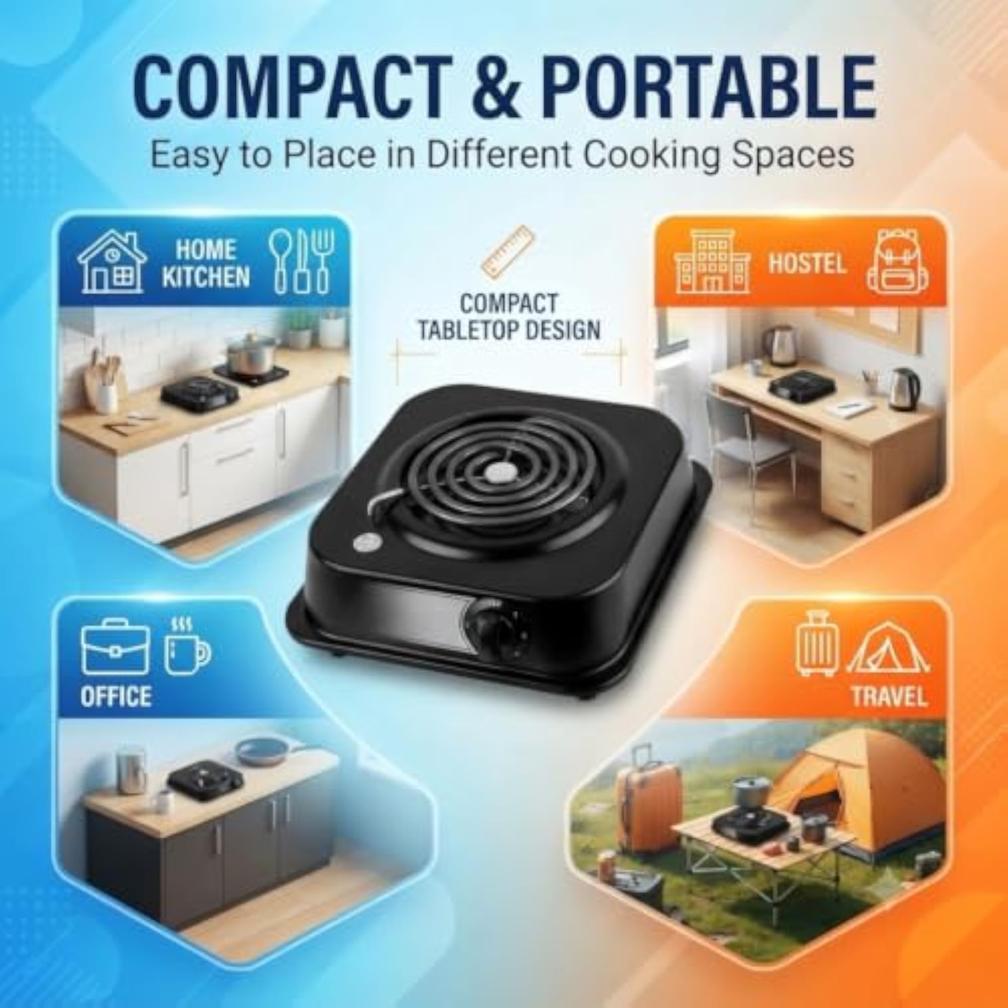 2000W Electric Hot Plate, Single Burner Coil Stove