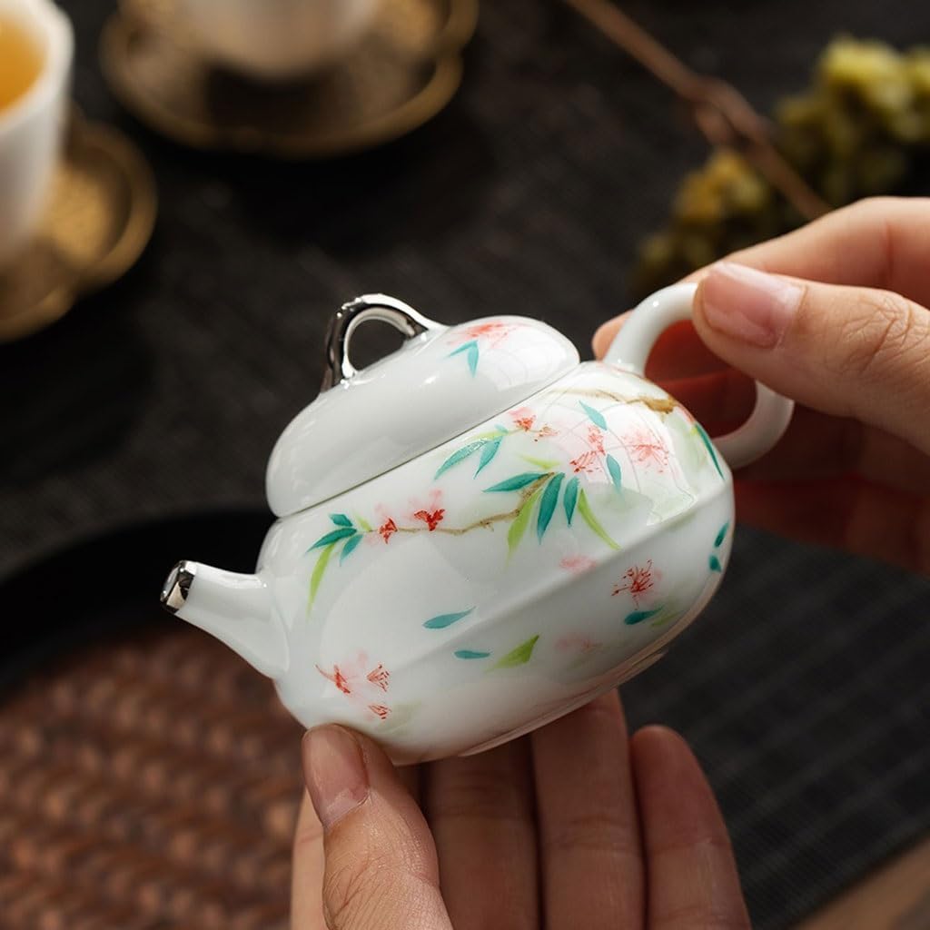 Ceramic Teapot Ceramic Hand-painted Peach Blossom Teapot, Household Kung Fu Tea Set Teapot, Single Teapot With Filter Tea Pot Ceramic