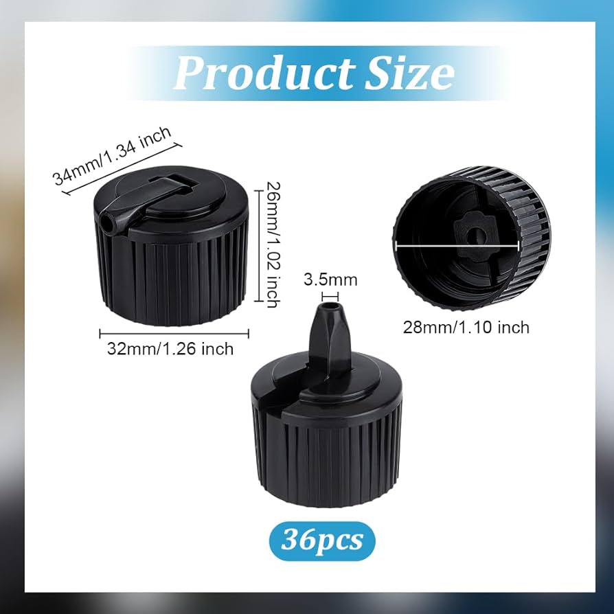 Plastic Squeeze Bottle 36pcs 28/410 Flip Top Dispensing Cap Black Replacement Bottles Bottle Tops For Plastic Bottles