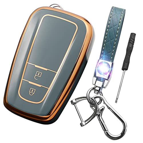 POSTEK トヨタ ス マートキーカバーに適用車のキーカバーキーホルダー オシャレ 手触りいい 高級 C-HR 新型 クラウン 50系 プリウス 70カムリ ランドクルーザー プラド 150 後期 2ボタン