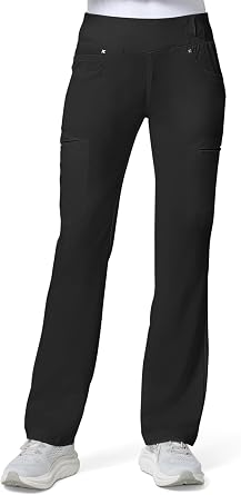 Cherokee Scrubs for Women Mid Rise Straight Leg Scrub Pants For Women Pull-on Bottoms with 6 Pockets & 360 Stretch - CK002