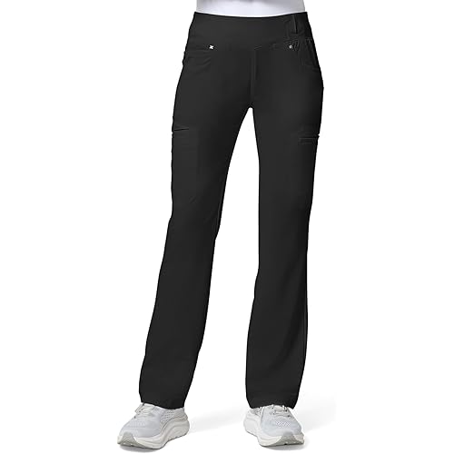 Cherokee Scrubs for Women Mid Rise Straight Leg Scrub Pants For Women Pull-on Bottoms with 6 Pockets & 360° Stretch - CK002