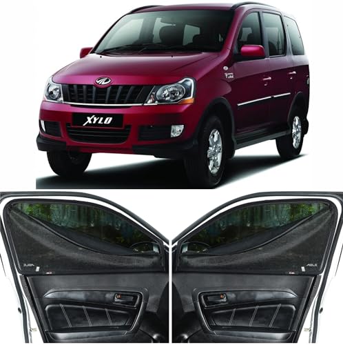 Image of Able Elegant Car Magnetic Sun Shade Curtains with Zipper for Mahindra Xylo Set of 6 Pcs