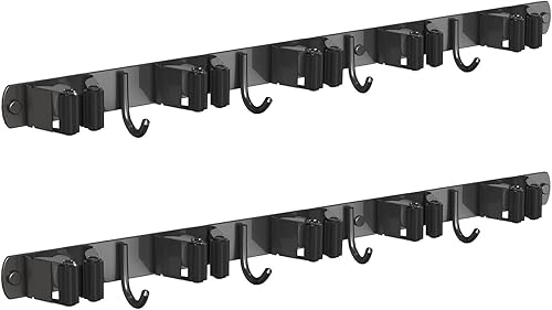 Miniatura 7 de Soporte de Pared para Trapeador y Escoba para Montaje en Pared, Organizador de Escoba Mejorado para Montaje en Pared, Colgador de Escoba de Acero