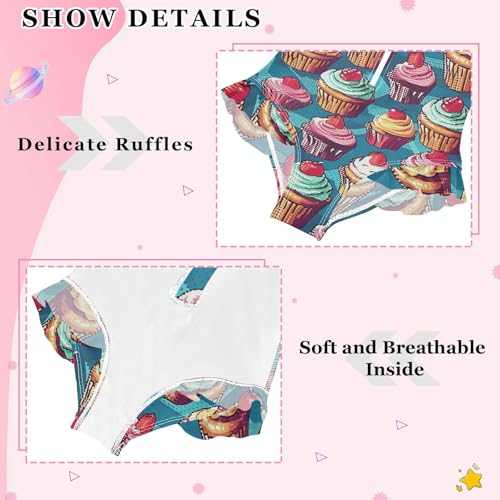 Girls One Piece Swimsuits Long Sleeve Swimsuit Zipper Bathing Suits Dessert Donuts Seweet Retro4