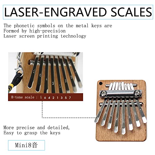 Mini 8 Key Kalimba Thumb Piano Gifts For Kids Beginners Music Lovers Players, Cute Instrument Pendant Keychain Accessories #TOP4