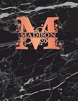 Paperback Madison: Personalized Sketchbook 8.5 X 11. Monogram Letter M Sketch Pad/Journal/Note Book. Black Marble & Rose Gold Cover. Dood Book