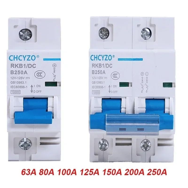 Interruptor Diferencial Salvavidas， Disyuntor CC 2p 12-125 V 1P Miniatura Automático Protector Vehículo Eléctrico 80A/100A/125A/200A/250A Protección De Batería(2P,200A)