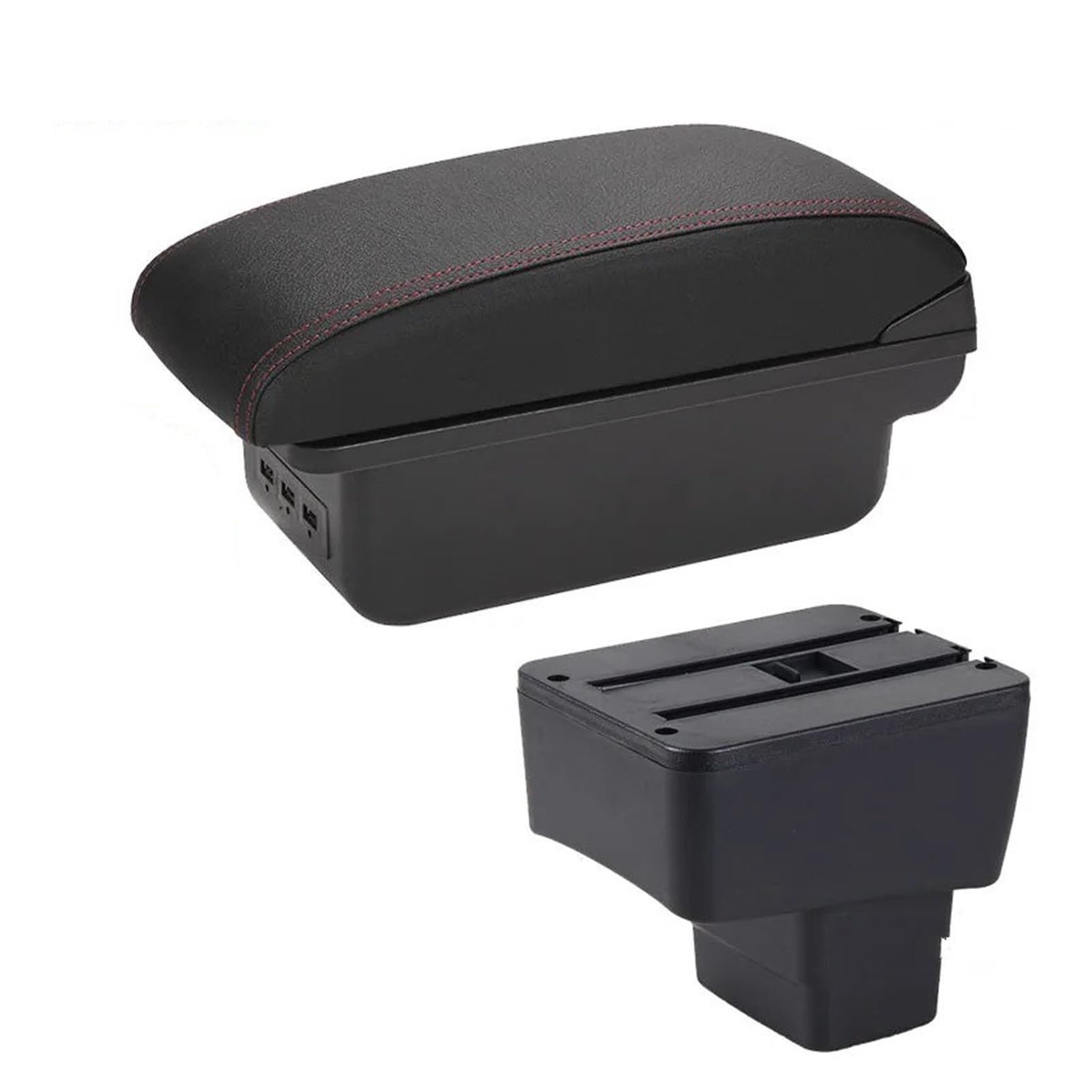 GBGWRMRYX Center Armrest Box For Mazda 2 Cx3 For CX-3 For Skyactiv Version Car Armrest Storage Box Charging USB Retrofit Accessories Arm Rest(B1 Black red 3USB)