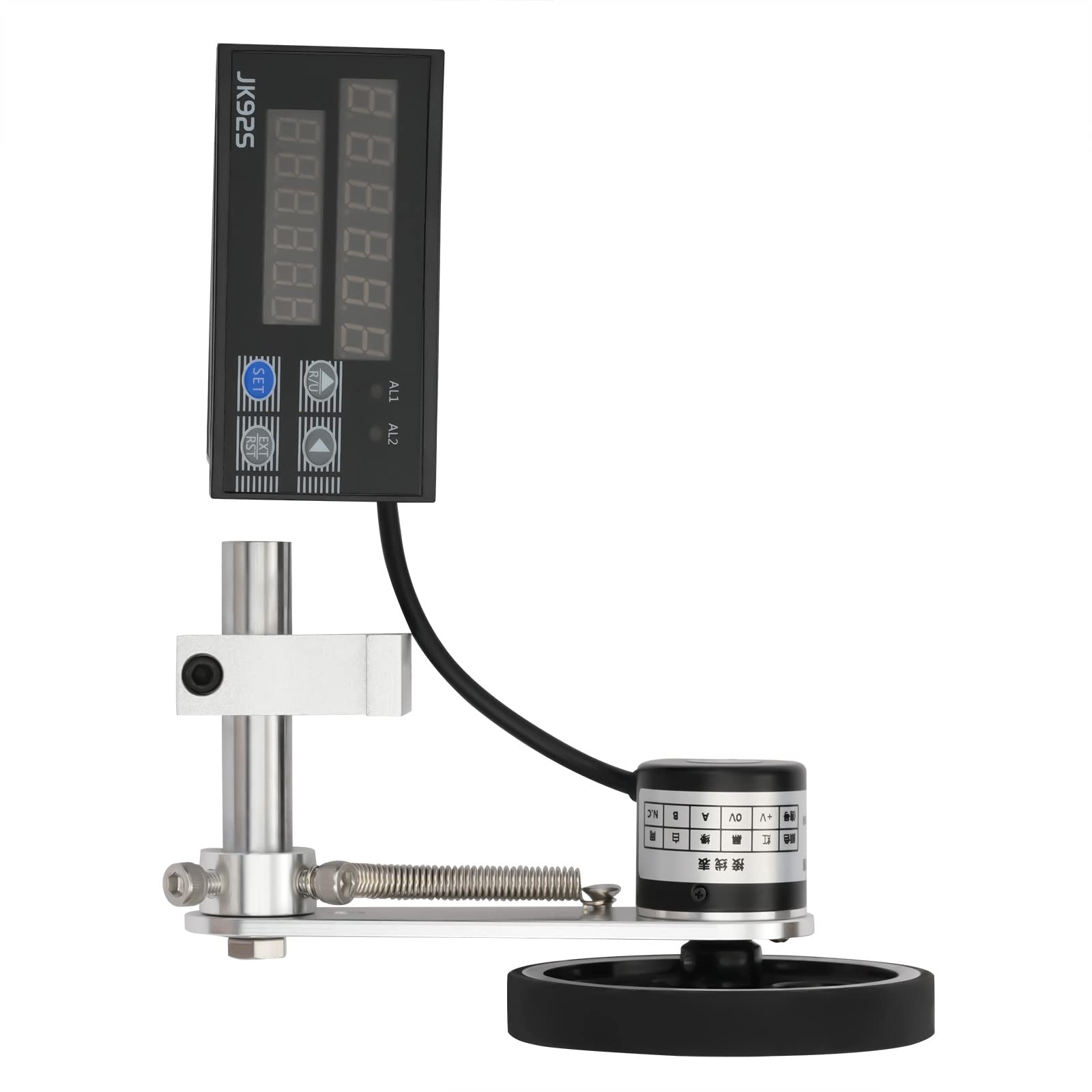 Digital Meter Counter, Meter Counter with Power-Off Memory Function, Dual Relay Outputs 0-999999 Measuring Range, Length Counter with Wheel Sensor and Digital Display for Measuring Length