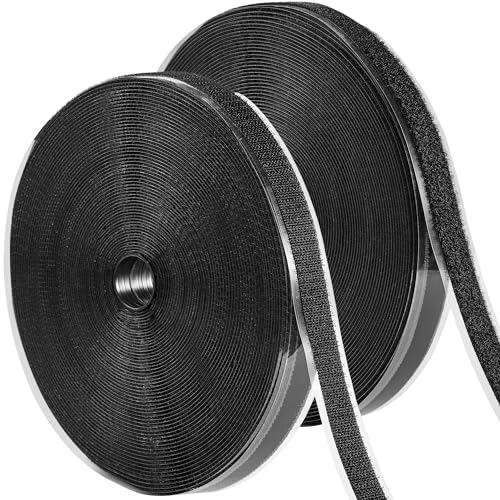 Image of ECOHomes (72 FT x 1 /2 Inch) Strips with Adhesive for Fabric, Black | No Sew, Stick On for Fabric, Sticky Back for Clothes, Curtains, Heavy Duty, Double Sided Hook and Loop Hem Tape Fasteners
